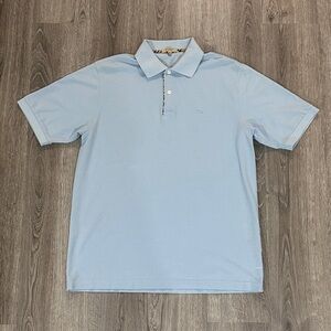 Burberry Polo Shirt Men M Medium Breeze Blue Cotton Pique Short Sleeve Collared